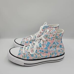 Converse Pink and Blue Floral High-Top Sneakers